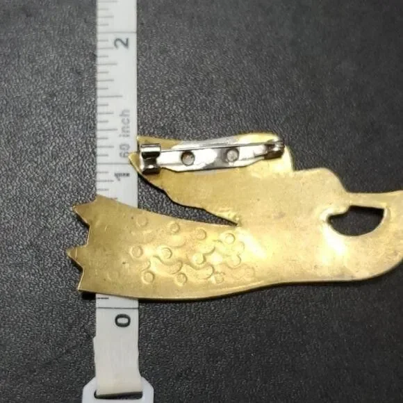 *Sale* Vintage Gold Tone Flying Angel With Horn Brooch - Picture 5 of 7